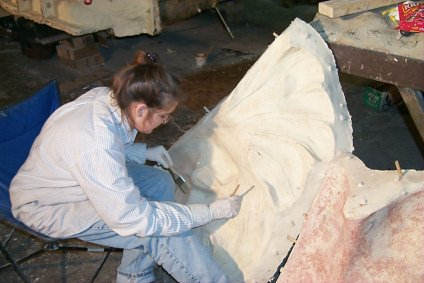 Artist preparing rubber mold